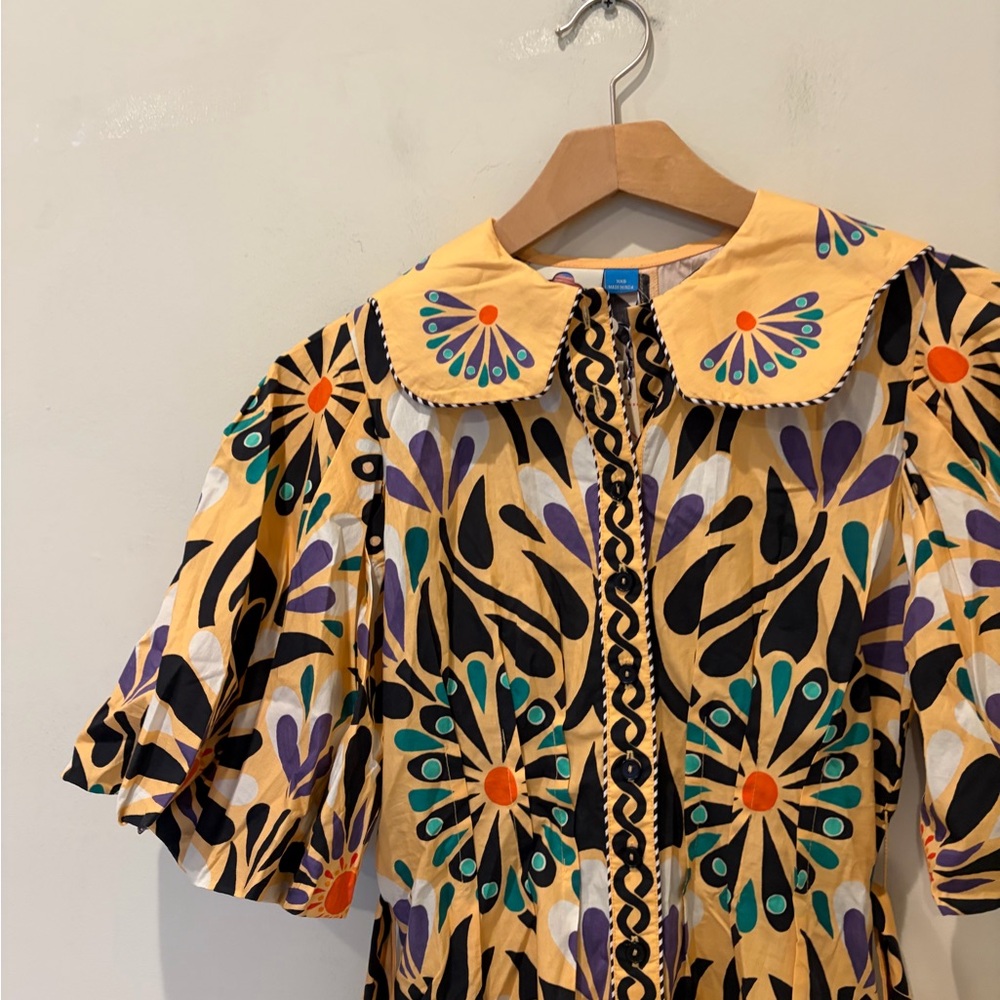 NWT $218 Farm Rio x Anthropologie Puff-Sleeve Printed Romper XXS - Picture 6 of 12